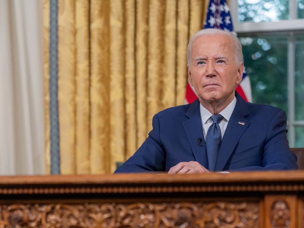 President Joe Biden addresses the nation after the attempted assassination of former President Donald Trump on Sunday. (Adam Schultz/The White House)