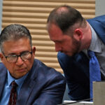 Las Cruces Mayor Eric Enriquez and City Attorney Brad Douglas speak during a meeting of the Council on Jan. 6.