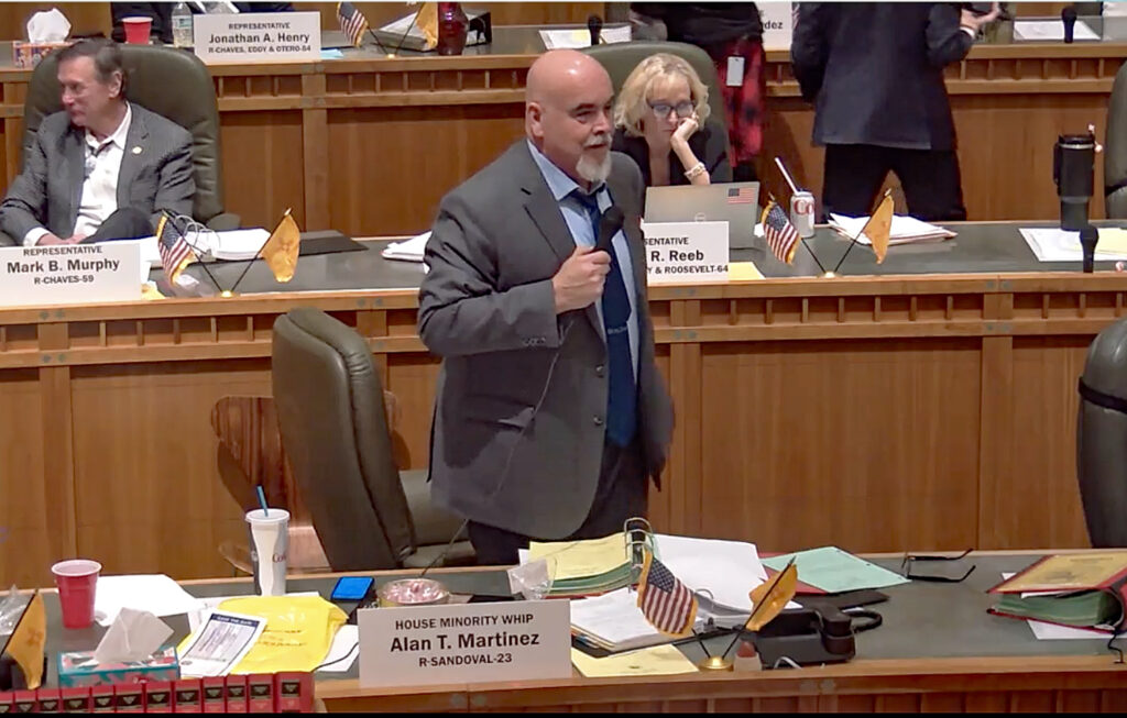 State Rep. Alan Martinez, a Rio Rancho Republican and the minority whip, speaking on the House floor in March.