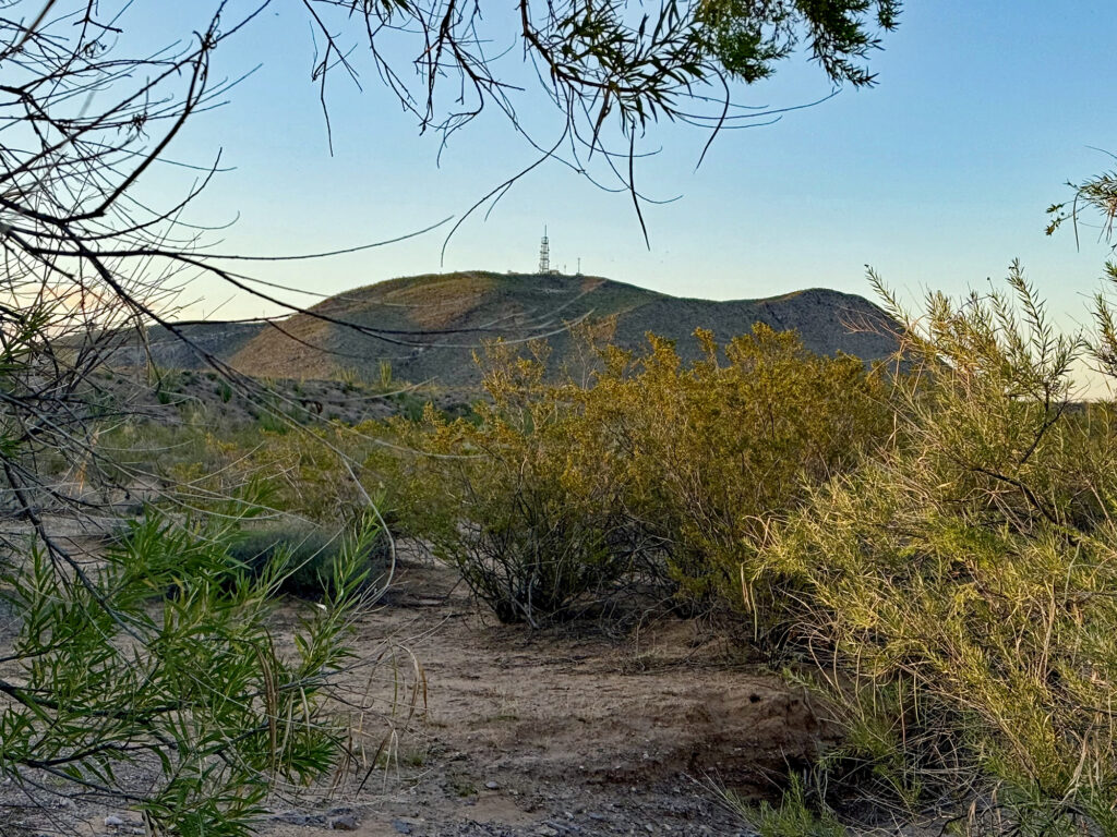 The view of Tortugas Mountain from land the state is considering swapping with the Mescalero Apache Tribe.