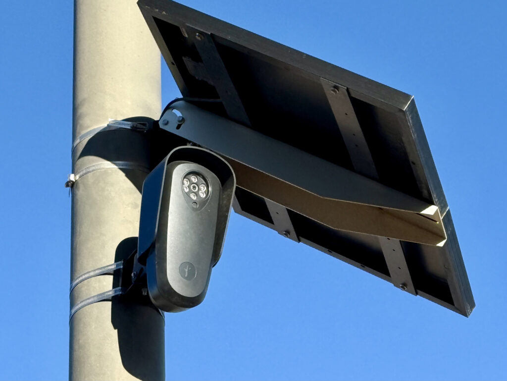 A Flock license plate reader located near Aggie Memorial Stadium on the New Mexico State University campus.