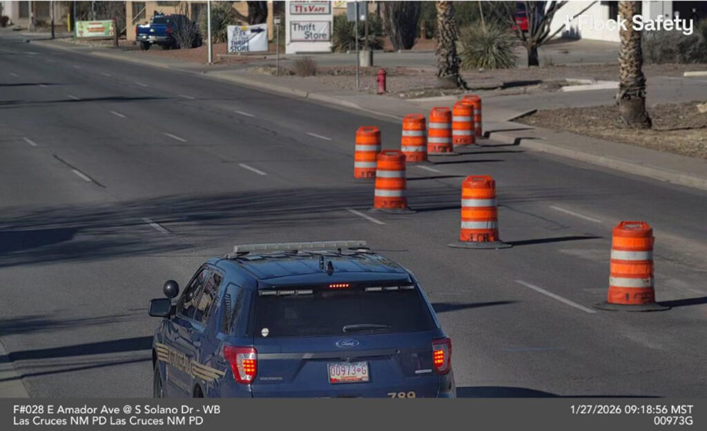 Las Cruces Police Chief Jeremy Story Provided this example of the still images Flock license plate readers capture. This image was taken by a camera mounted on the south side of Amador Avenue next to Pep Boys.